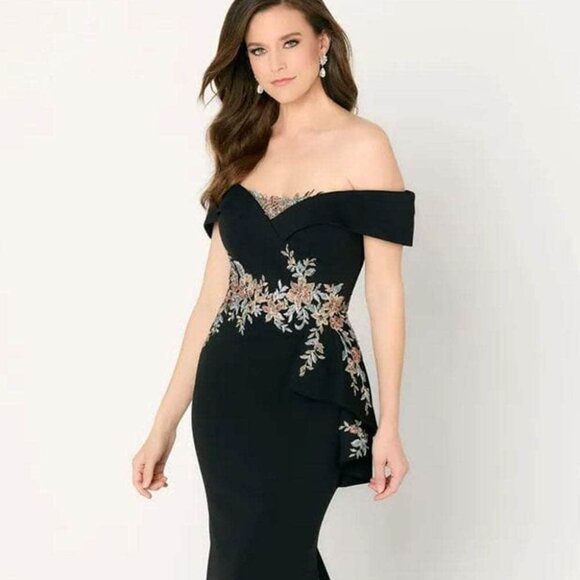 Cameron Blake Embroidered Mermaid Evening Gown – Black – Women’s 12 - Picture 3 of 3